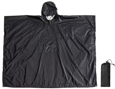 BDSHUNBF Poncho Pluie Imperméable Capuche Tapis Camping Multifonctions 3 en 1 Cape Réutilisable Unisexe Moto/Vélo