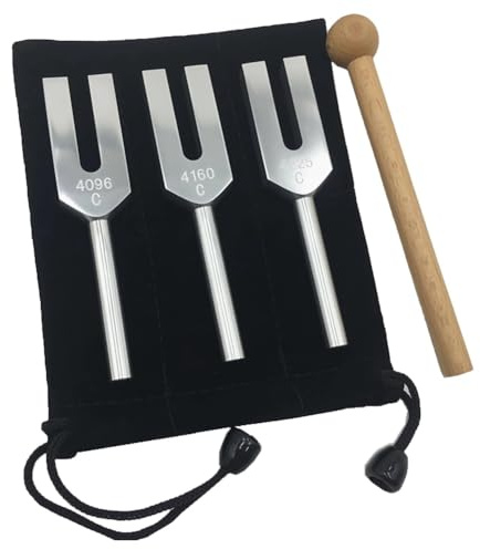 Pluuttiem Angel Stimmgabel-Set, 4096 Hz, 4160 Hz, 4225 Hz, therapeutisches Instrumenten-Set mit Türöffner aus und Aufbewahrungstasche