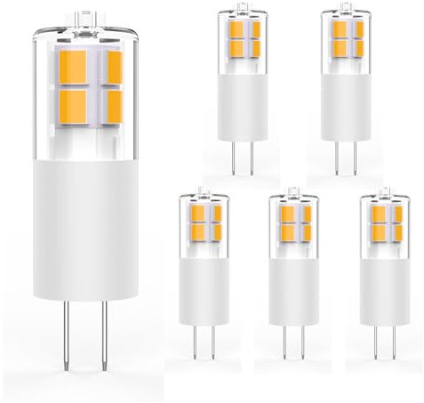 BAOMING G4 LED Warmweiss, 6er 3W leuchtmittel G4 12V LED Lampe Warmweiß 2700K Ersetzt 30W Halogenlampe, 380Lumen Stiftsockellampe, Kein Flackern, 360° Abstrahwinkel Spot, Nicht Dimmbar
