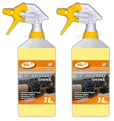 FILO Car Dashboard Cleaner 2x 1L – Car Interior Cleaner with Vanilla Fragrance | Ultimate Shine for Dashboards, Vinyl & Rubber | Plastic Restorer & Interior Care