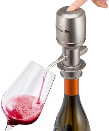 Expert Aérateur de vin électrique réglable – Décantation instantanée de précision de 240 min, rechargeable et design anti-goutte, fonctionnement à une touche pour 99 % des vins et spiritueux