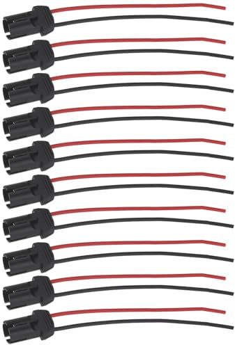 ECSiNG 10 Pezzi 12V 24V T10 Precablato Push Auto Lampadina Portalampada Connettore Estensione Per W-5W W3W 501 194 LED Riparazione Cruscotto Parcheggio