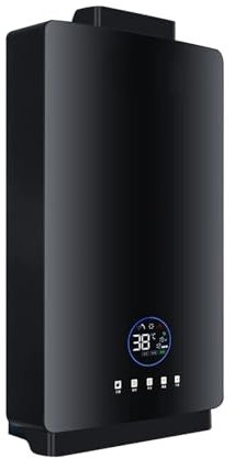 Chauffe-eau électrique Maison Chauffe-eau Instantané Gpl/NG Douche Salle De Bain Robinet Chauffe-eau Affichage Numérique For Cottage Hôtel Cuisine Sous/au-dessus de l'évier(LPG 2800Pa,16L Black)