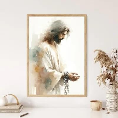 Yocheng Paraboles de Jésus Affiche Croyants Chrétiens Aquarelle Peinture Impression Sur Toile Porche Maison Mur Art Décoration Peinture Suspendue 50x70cm sans cadre