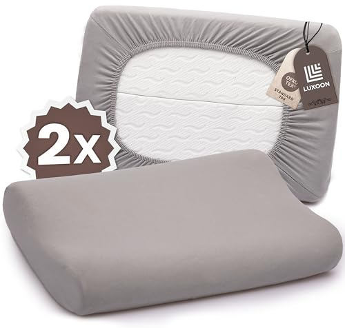 Luxoon Kissenbezug für Gesundheitskissen – 95% Baumwolle / 5% Elasthan, Atmungsaktiv und Hautfreundlich, Waschbar, Für Komfort und Hygiene 2er Pack 30-45 x 50-65 cm, Grau