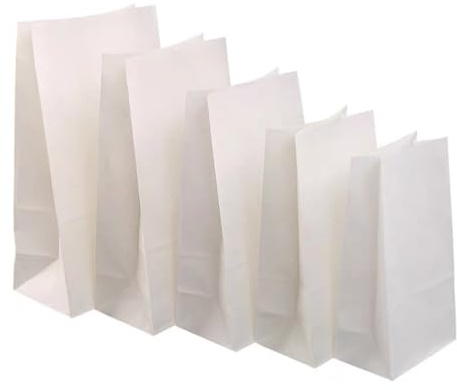 VONCYKI 50 bolsas de papel kraft blanco para pan hiraguchi, bolsas de regalo para caramelos, bolsas de embalaje para sándwich (blanco, 27 x 15 x 9 cm, 50 unidades)