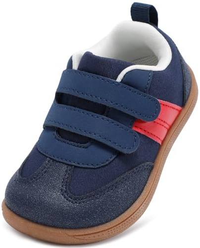STQ KIDS Boys Trainers Toddler School Shoes Zero Drop Wide Toe Box Barefoot Kid First Walking Shoe Lightweight Non Slip Running Tennis Sneaker Navy 8 UK Toddler