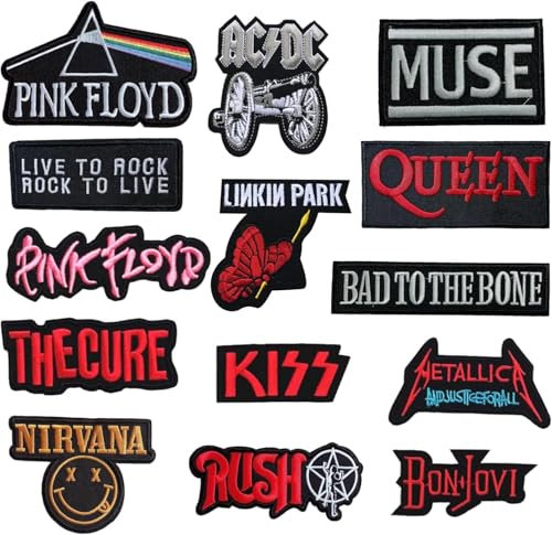 14 Stück BüGelflicken, Patches zum Aufbügeln, Flicken zum Aufbügeln,Bestickte Aufnäher Bügel Patches Band Patch für Kleidung, Jeans, T-Shirt, Textilien, Taschen, Bügelflicken