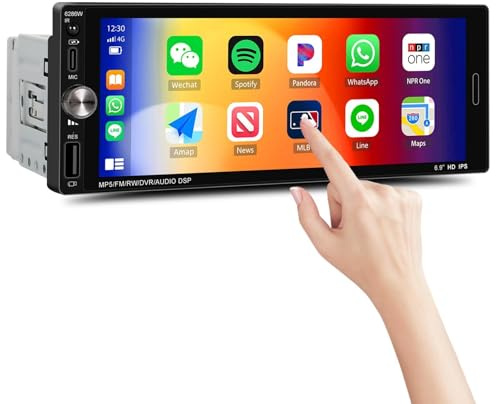 SIXWIN Single Din Car Stereo 7 Inch Touch Screen Car Radio with Wilressless Carplay Android Auto Mirror Link Steering Wheel Control Bluetooth FM Radio Car MP5 Player with Remote Control