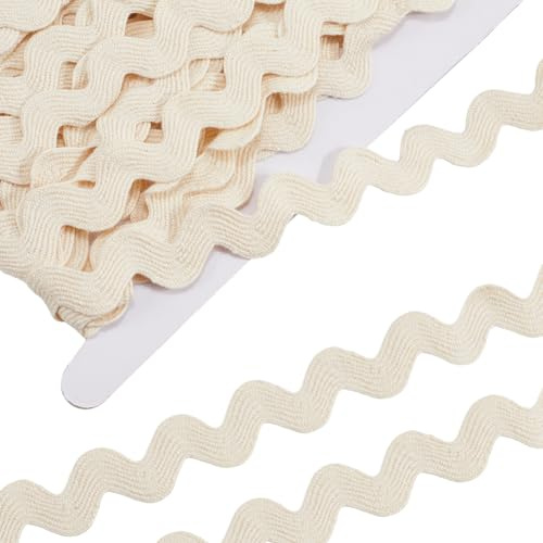 GORGECRAFT 13 25mm Baumwoll Zickzack 10 Yards Zickzack Besatz Spitzen Wellenband Geblümtes Weißes Zickzack Wellen Biege Fransen Spitzenbesatz S Förmiger Gewebter Geflochtener Stoff Zum Nähen DIY Baste