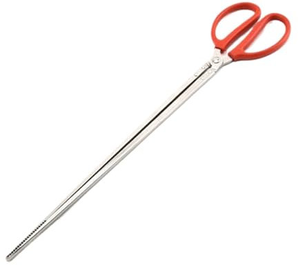 Feuerstellenzange, stabile Multifunktions-Krabbenzange aus Edelstahl, Kaminzange mit langem Griff (38 cm gebogen) (eine Farbe: 52 cm gerade)