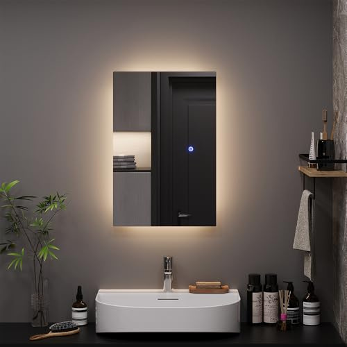 Vicco Badezimmerspiegel Miral, Glas, 60 x 40 cm | mit Backlight Beleuchtung, zur Wandmontage mit integrierter LED-Beleuchtung
