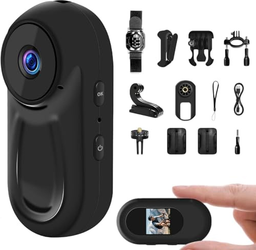Camera Moto Vlog Magnétique, Caméra Portable 1080P Objectif Grand Angle 120° et Clip 360° Camera Sport Moto Pouce pour Vélo, Moto et Randonnée avec Enregistrement Audio/Video,Vendu sans Carte SD, Noir
