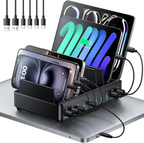 Estación de Carga Multi-Dispositivo Rocoren de 400W con USB-C, PD100W GAN 10 Puertos, Cargador de Escritorio para móviles con Carga rápida, Compatible con MacBook Pro/Air, iPh0ne y Galaxy
