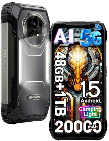 Blackview XPLORE 2 (48GB+1TB) 5G Outdoor Handy ohne Vertrag Android 15, Dimensity 8300 4nm, 6,73 FHD+ Baustellenhandy, 2*2W Lautsprecher, 50MP+50MP, 20000mAh Outdoor Smartphone IP68/IP69K,NFC/GPS/OTG