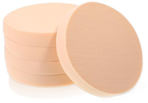 Lot de 5 éponges de maquillage rondes et nude - Pour fond de teint, fond de teint lisse et cosmétique - Pompon pour femme - Maquillage professionnel