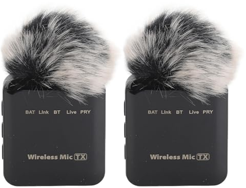 KIMISS Doppio Microfono Lavalier Wireless per computer: Microfono Omnidirezionale con Clamp/Holder per Registrazione Video, Streaming Live, Interviste