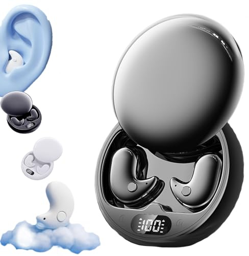 Snrtevu Mini écouteurs Invisibles Bluetooth sans Fil, Mini ecouteur Sommeil, Aucune Pression sur l'oreille, Ipx6 étanche, Conçu pour Les Moments de Calme (Black)