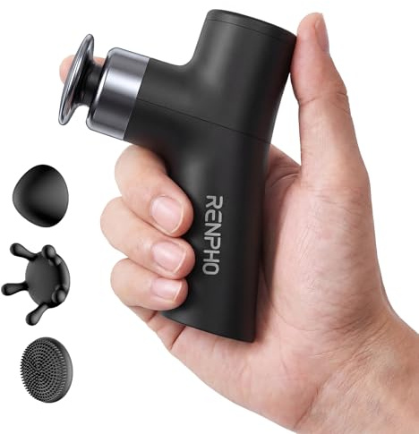 RENPHO Micro One Super Mini Massage Gun with 4 Speed, Small Massage Gun for Deep Tissue Muscle Relief, Percussion Massage Gun with Ergonomic Design, Travel, Portable, Gifts for Parents