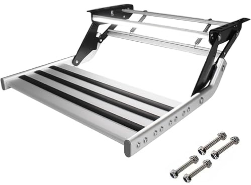 Générique Marchepied électrique for Camping-Car, marchepied Manuel for Camping-Car, avec éclairage, capacité de Charge de 150 kg, revêtement antidérapant en Caoutchouc(Manuell mit Licht,Single Layer)