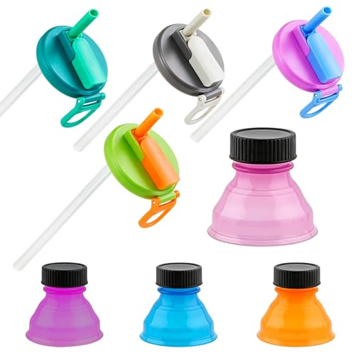 8 PCS Soda Can Lids with Straw, Can Lids for Fizzy Drinks, Convenient Beverage Covers, Reusable Drink Caps with Assorted Colours, Set of Eight Can Toppers