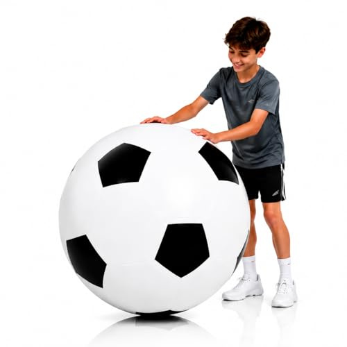 Taechalingo Kinder Fussball aus Gummi,XXL Fußball Ø 80cm Groß,Outdoor Spiele für Kinder,Mädchen Jungen,Aufblasbare Fußballbälle,Aufblasbarer Spielball Mit Mega Sprungkraft