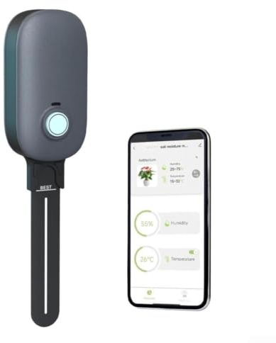 Compatibile con Rainpoint 2-in-1 misuratore di umidità del suolo e temperatura dell'aria per il monitoraggio in tempo reale tramite app telecomando nero
