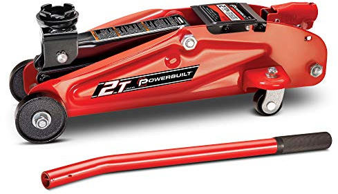 Powerbuilt 2-Ton Trolley Jack, Garage Vehicle Lift, 4000 Pounds, 360 Degree Swivel Wheel Casters, Safety Valve, Car Repair - Red 640181