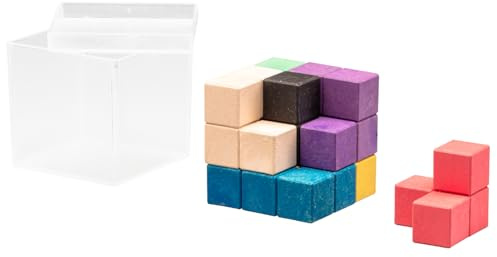 WISSNER® RE-Wood SOMA-Würfel/Knobelwürfel bunt mit Box (7 Teile)