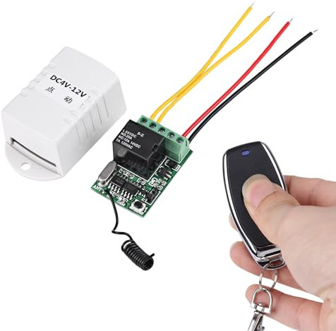 DEWIN Interruttore di Controllo Remoto Wireless,Interruttore di Controllo Remoto Sicuro Telecomando e ricevente + Interruttore relè Telecomando senza fili DC 4V 5V 6V 7,4V 9V 12V