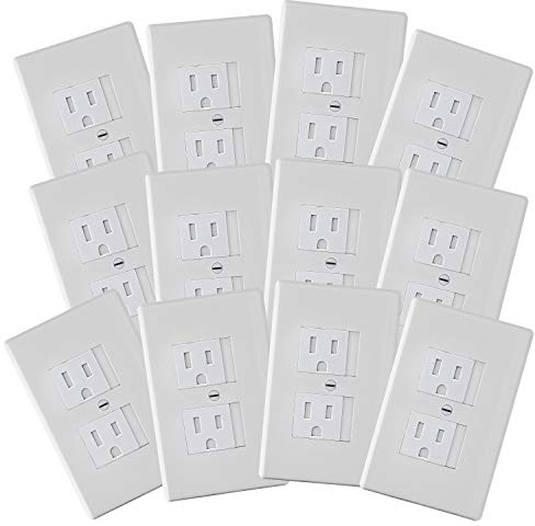 Safety Innovations Self-Closing Babyproof Outlet Covers - (For Center Screw Outlets Only) An Alternative To Wall Socket Plugs for Child Proofing, (12-Pack), (1-Screw), (White) White)