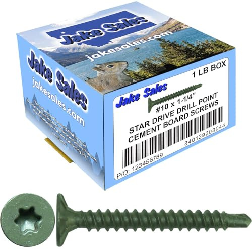 10x1-1/4 Drill Point Torx/Star Head Screw for Fastening Cement Backer/Board/Tile Board - T-25 Head - T-25 Head - 1 Pound 161 Screws