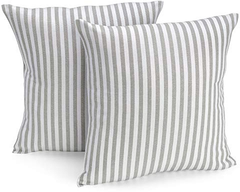 FILU Kissenbezug 50 x 50 cm 2er Pack (Farbe wählbar) Grau/Weiß gestreift - Kissenhülle, Kissen, Sofakissen, Dekokissen, Sitzkissen, 100% Baumwolle, Deko für jeden Raum, Garten und Terrasse