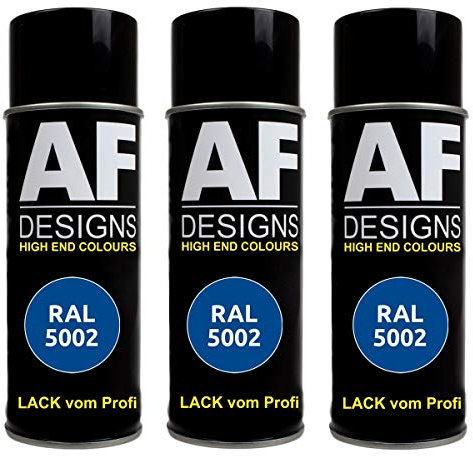 Alex Flittner Designs 3X Ral Pintura en Espray Pintura Coche Laca Colorida Lata de Aerosol RAL5002 Azul Ultramarino Mate