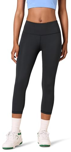 Amazon Essentials kvinnors aktiv skulptur mitten midja capri legging, svart, Large