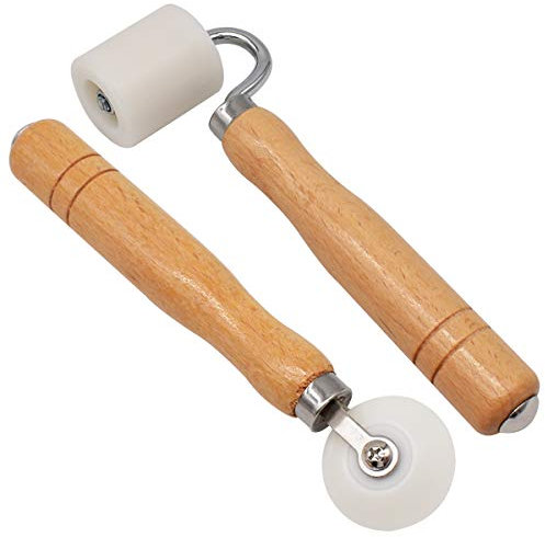 Zliger 2 Stück Andrückwalze Rollen Tapeten Nahtroller Naht Handdruck Rolle Holz Andrückroller für Tapete Naht Dekoration Werkzeug