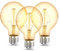 B.K.Licht - 3er Set LED Lampe E27 mit extra warmweißer Lichtfarbe, G80 Form, 4 Watt, 360 Lumen, LED Glühbirne, Leuchtmittel, Birne, Vintage, Retro, Edison, 12,6x8 cm, Bernsteinfarbig