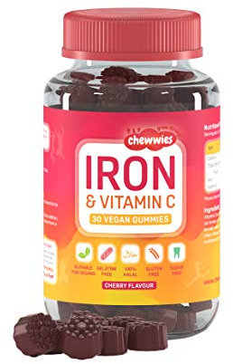 Iron & Vitamin C - Vegan Chewable Gummies - Chewable Vitamin C & Iron Supplement | Helps Strengthen Your Immune System | Sugar Free Gummies | Ferrous Sulfate Iron | Suitable for All Age - One a Day