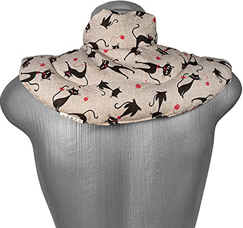 Nackenhörnchen mit Stehkragen Katze-Mimi - Rapssamenkissen - Nackenkissen Wärmekissen - Nacken-Heizkissen für Mikrowelle und Backofen