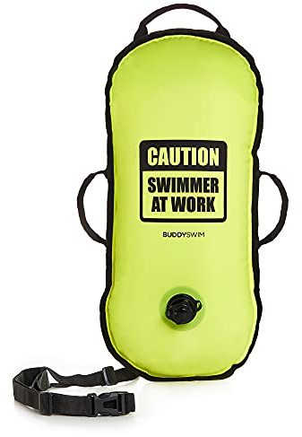 Buddyswim Freiwasser Schwimmboje 10 L für Überquerungen und Wettkämpfe. Nylon-Oberfläche, Ultraleicht und widerstandsfähig, mit Griffen und verstellbarem Gürtel. Schwimmring Erwachsene.