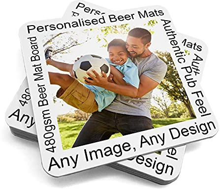 Personalised Beer Mat, 480gsm beer mat board, custom drinks mats. Home pubs. (10)