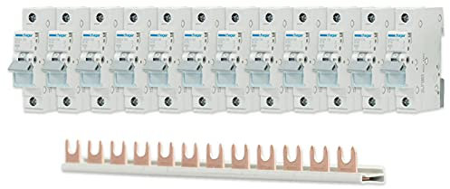 Hager Set 12x LS Schalter 1-polig MBN116 + 1x Phasenschiene 1-polig KDN163A