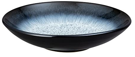 Denby - Halo Large Serving Bowl - Reactive Glaze Dishwasher Microwave Safe Crockery 2.5L, 31cm - Black, Grey Ceramic Stoneware Tableware - Chip & Crack Resistant