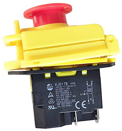Interrupteur électromagnétique étanche KEDU KJD17B - Bouton poussoir d'arrêt d'urgence - 16 A - 2 NO (4 broches)