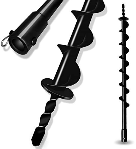 LONGRUN Earth Auger Drill Bit, 20mm Inner Shaft Head Garden Auger Bit Post Hole Digger, Fence Hole Digger Solid Spiral Augers for Planting Trees -5 x 80cm
