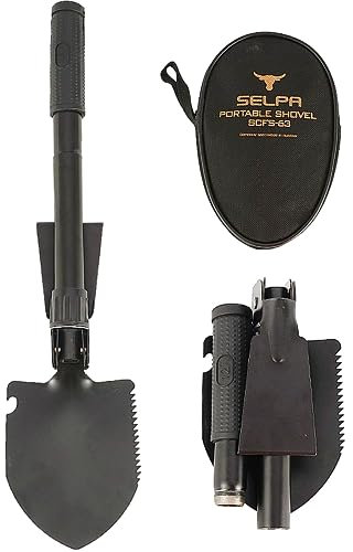 XFLYP Multifunzionale Vanga Pieghevole, Pala da Giardino Portatile con Borsa, Ideale per Campeggio, Trekking, Saccopelismo, Giardinaggio, Sopravvivenza, Pesca (Nero)
