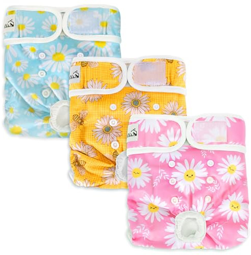 Eyein Reusable Dog Nappies Female, 3 Pack Period Heat Pants Adjustable
