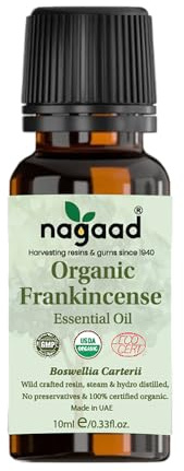 Organic Frankincense Essential Oil 10ml – 100% Pure Premium Grade for Face, Skin, Hair & Relaxation, Aromatherapy, Diffuser, Boswellia Carterii Oil – Therapeutic Frankincense Oil