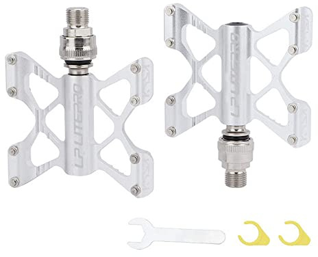 Folding Bicycle Pedal Aluminum Alloy Double Side Quick Release Pedal for Brompton pedel for dahon for Birdy Non-Slip Pedals (Silver)