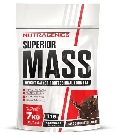 Mass Gainer - Nutragenics Superior Mass - 7 kg - Gainer prise de masse - Gainer prise de poid - Gainer mass - Proteine mass gainer - Whey gainer - Proteine gainer (Chocolat)